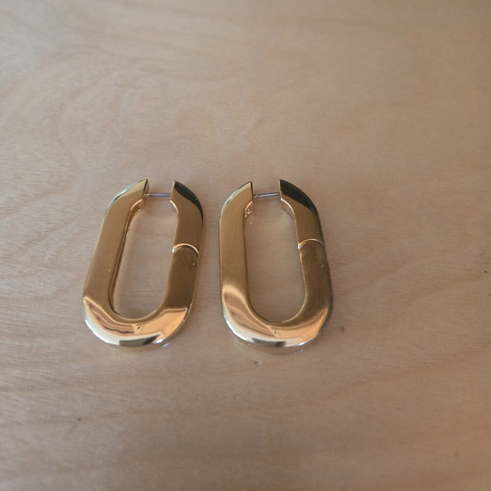 Jennie Bird Large Paper Clip Style Gold Earrings